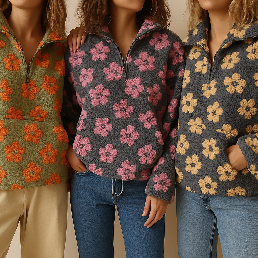 AVENLI | Sudadera con estampado floral y con forro polar