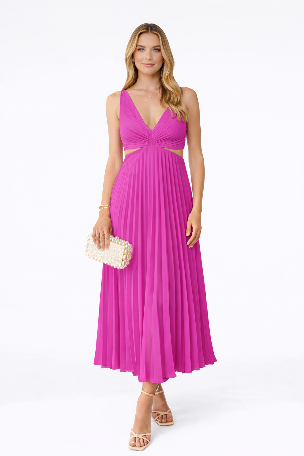 VIRELA | Maxi drapeado tejido plano vestido