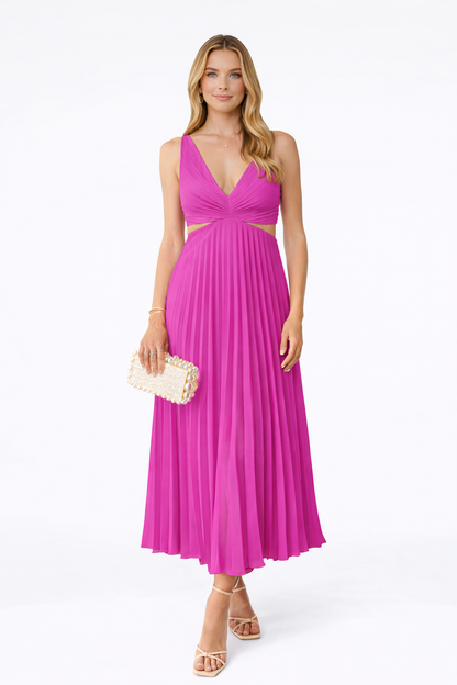 VIRELA | Maxi drapeado tejido plano vestido