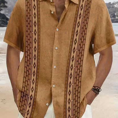 CARTER | Camisa Vintage para Hombre con Estampado Étnico y Estilo Tropical