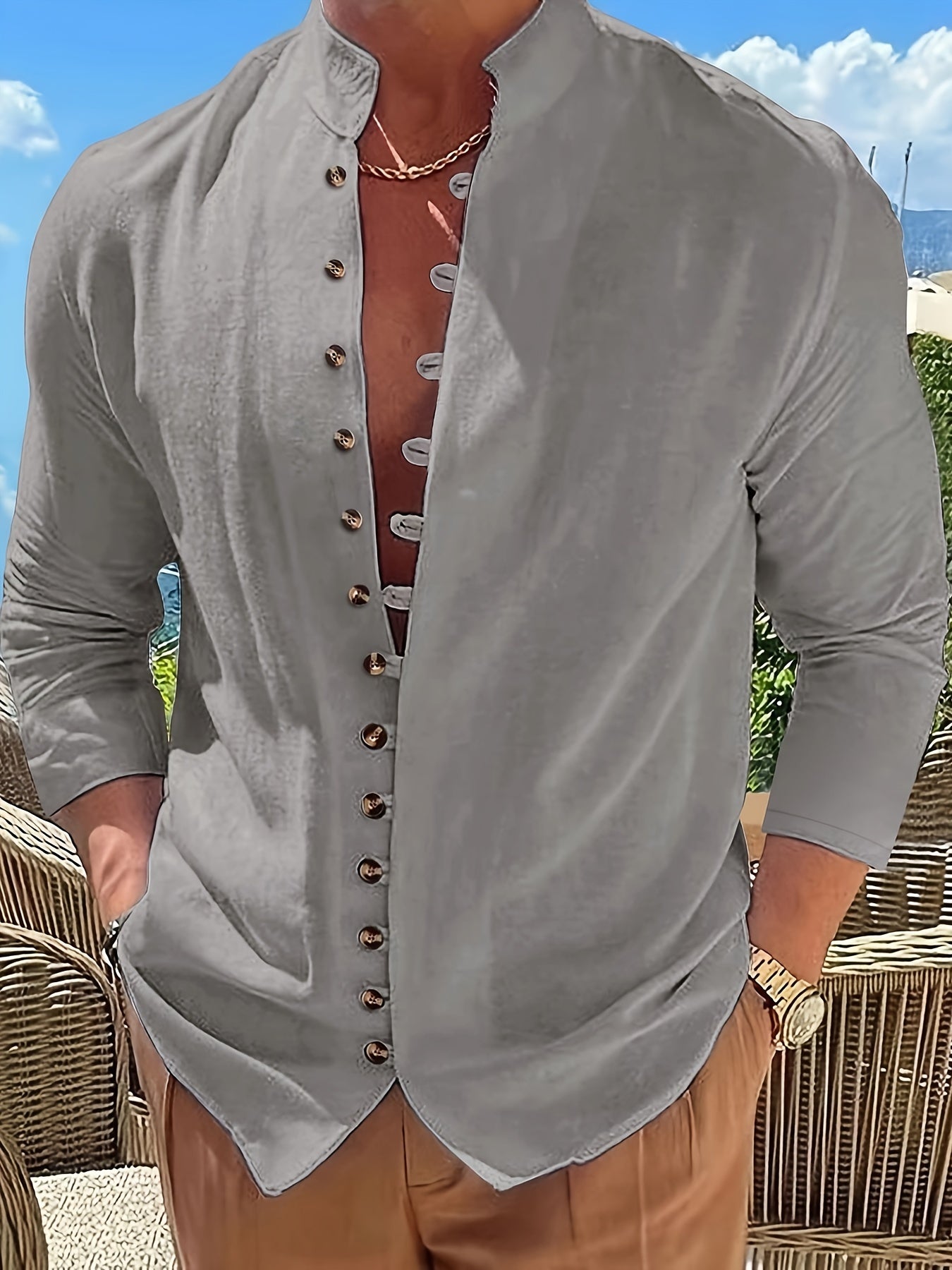 HAVIRON | Camisa Retro para Hombre de Manga Larga y Corte Suelto