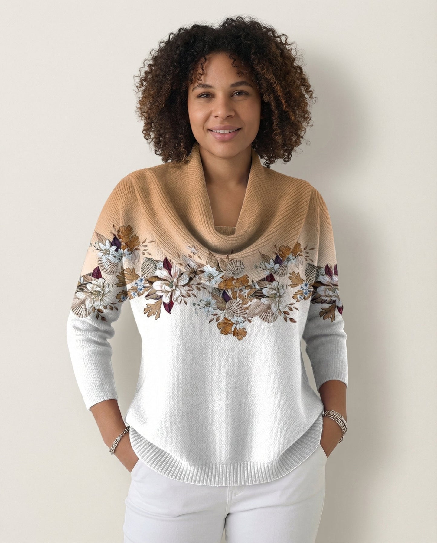 MIA |  Suéter con cuello drapeado en mezcla de merino y cachemira