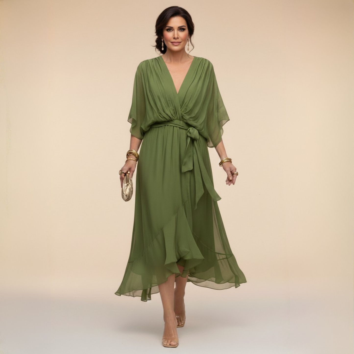 NEVAYA | Vestido transparente con escote en V