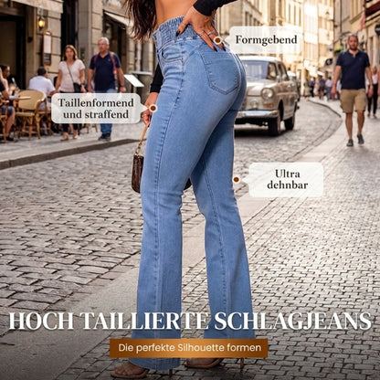 RILENA | Elásticos de tiro alto y acampanados, de mezclilla, jeans