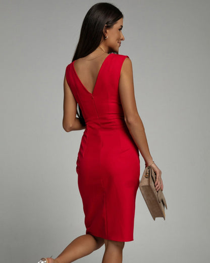 SORELI | Drapeado de punto vestido midi