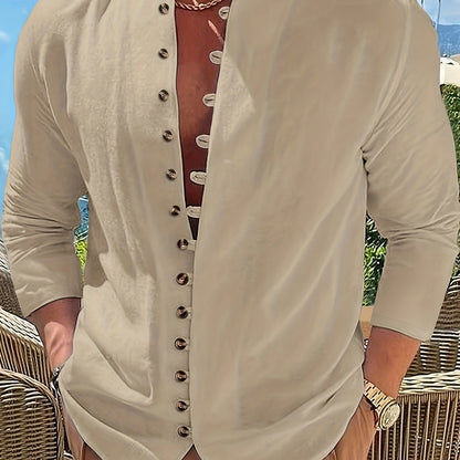 HAVIRON | Camisa Retro para Hombre de Manga Larga y Corte Suelto