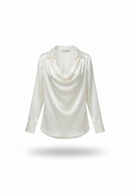 KELI | Blusa con cuello drapeado de satén