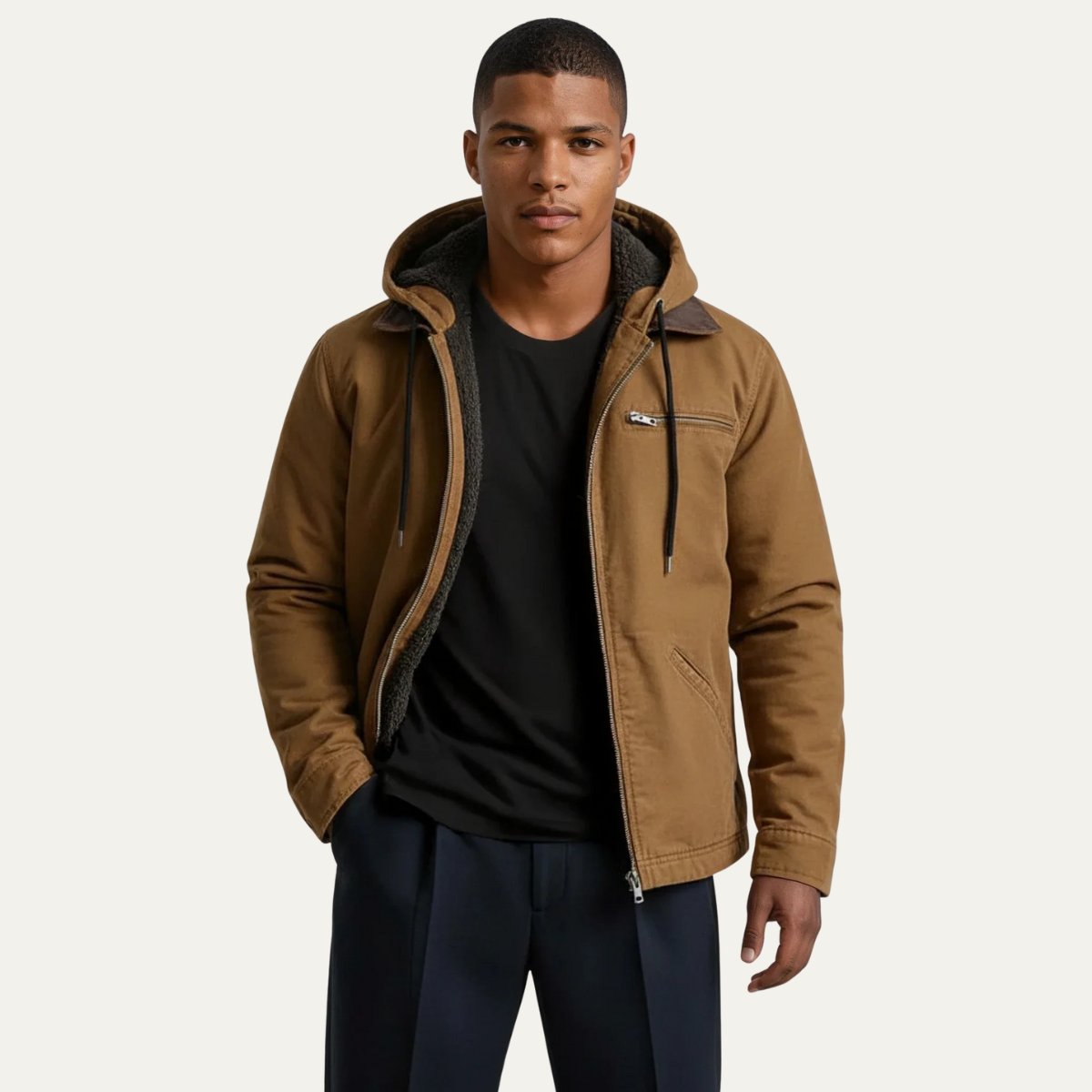 ALTIERIE | Chaqueta moderna con capucha y forro térmico para hombre