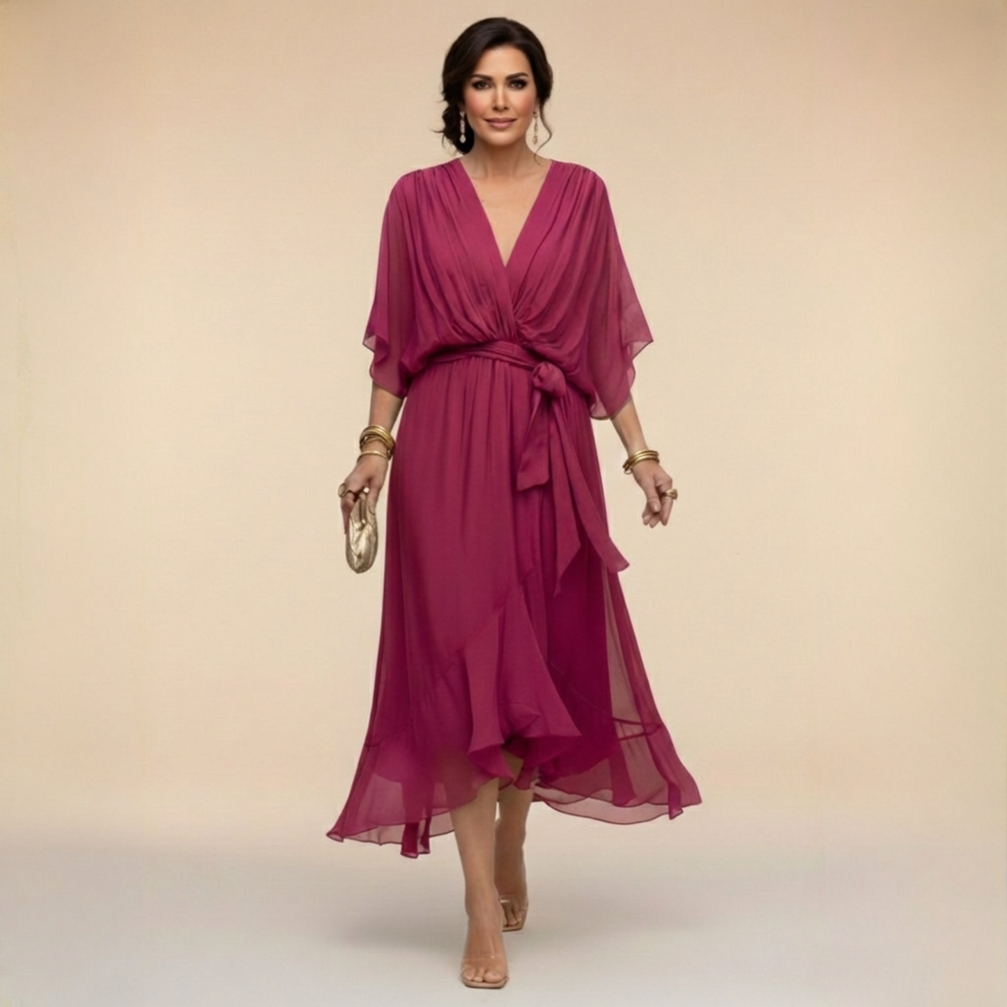 NEVAYA | Vestido transparente con escote en V