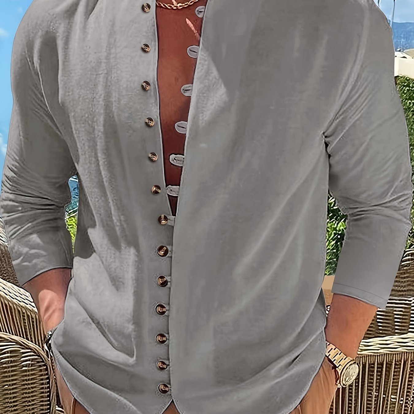 HAVIRON | Camisa Retro para Hombre de Manga Larga y Corte Suelto