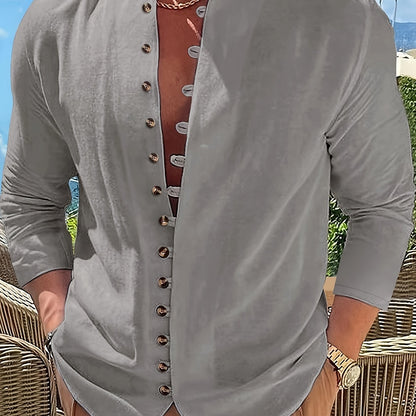 HAVIRON | Camisa Retro para Hombre de Manga Larga y Corte Suelto