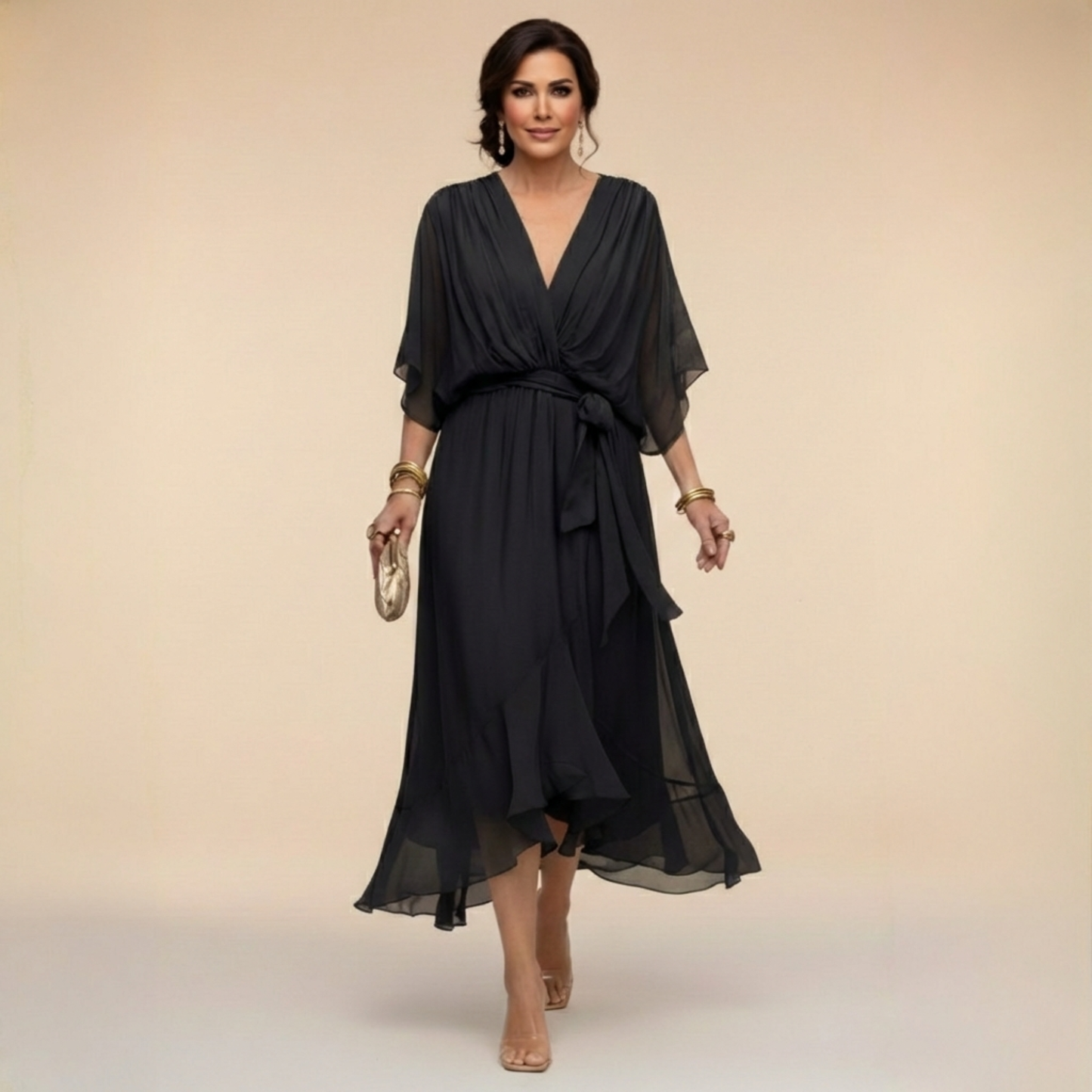 NEVAYA | Vestido transparente con escote en V