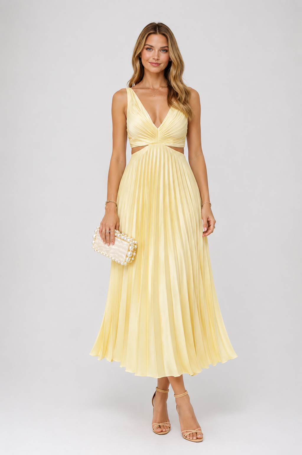 VIRELA | Maxi drapeado tejido plano vestido