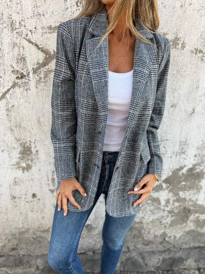 MELORAE | Blazer Casual Cuadros Clásicos
