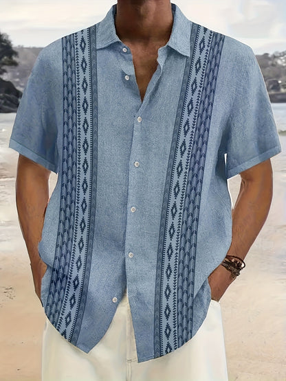 CARTER | Camisa Vintage para Hombre con Estampado Étnico y Estilo Tropical