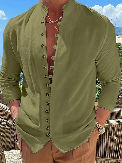 HAVIRON | Camisa Retro para Hombre de Manga Larga y Corte Suelto