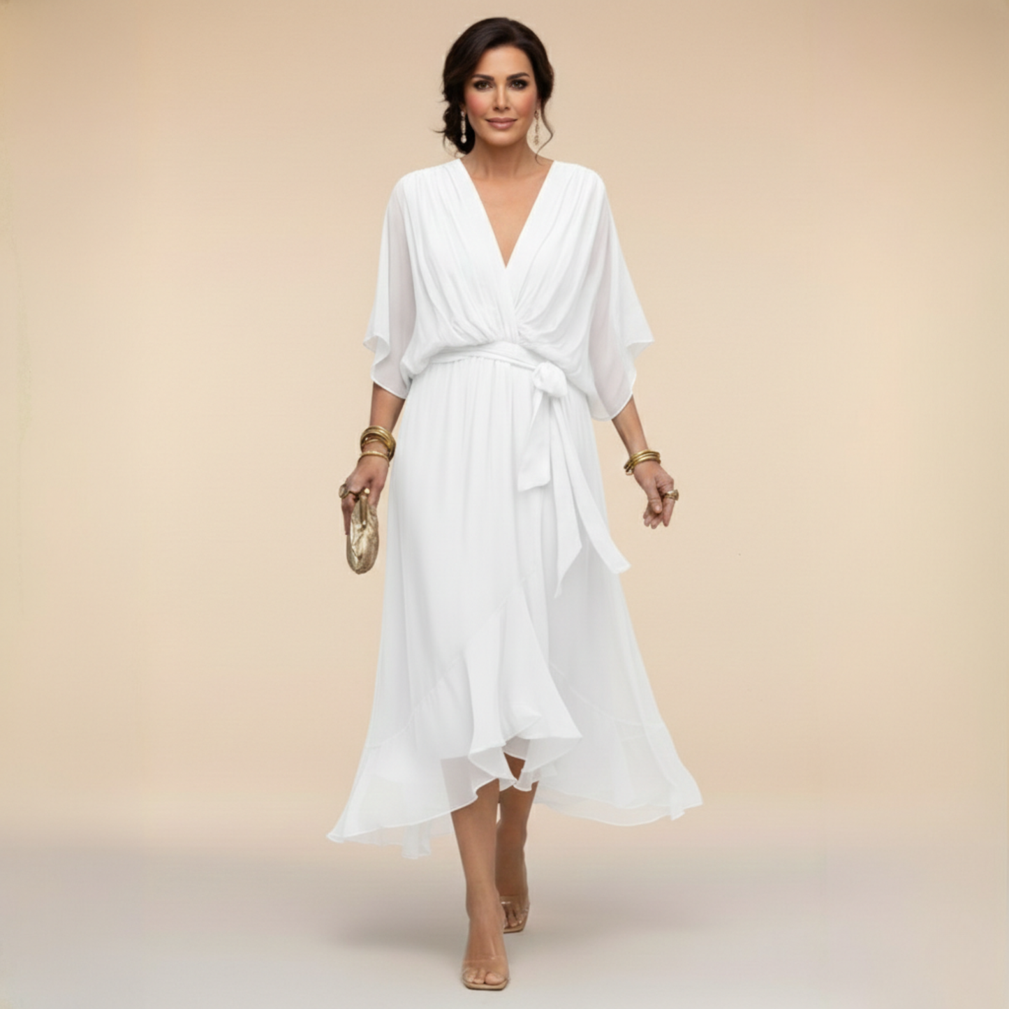 NEVAYA | Vestido transparente con escote en V