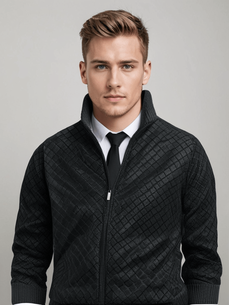 EVARNO | Suéter Masculino con Cierre Completo y Cuello Alto