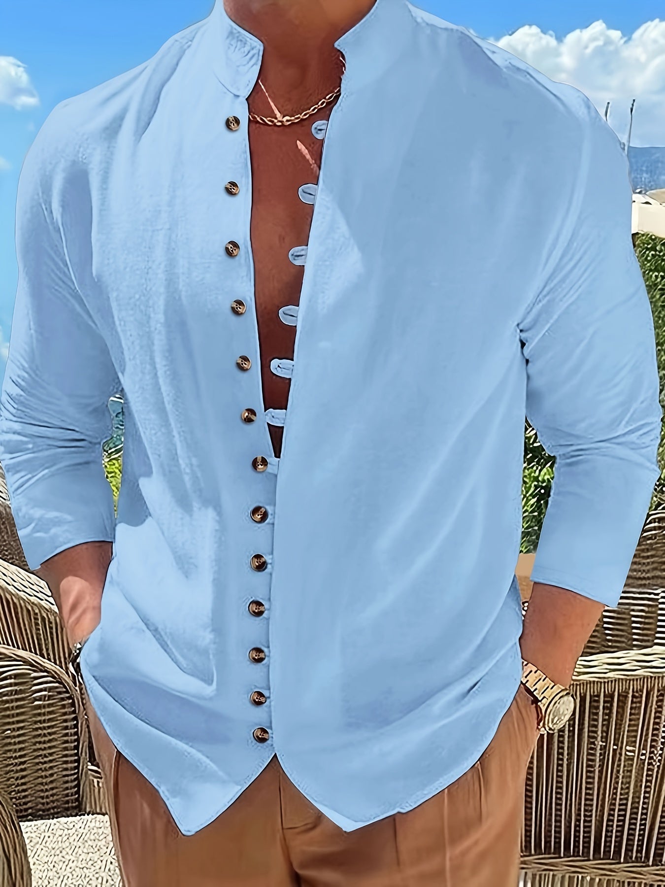 HAVIRON | Camisa Retro para Hombre de Manga Larga y Corte Suelto
