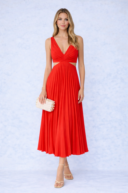 VIRELA | Maxi drapeado tejido plano vestido