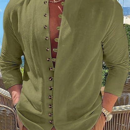 HAVIRON | Camisa Retro para Hombre de Manga Larga y Corte Suelto