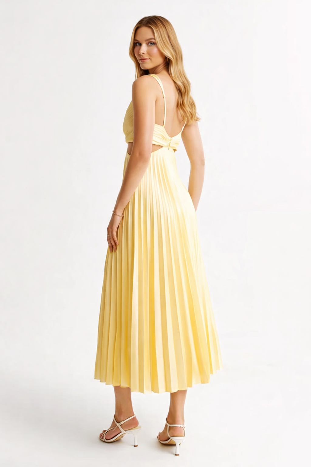 VIRELA | Maxi drapeado tejido plano vestido