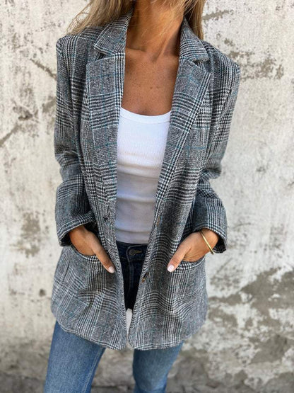 MELORAE | Blazer Casual Cuadros Clásicos