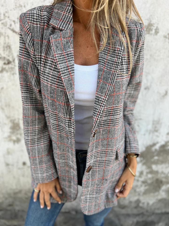 MELORAE | Blazer Casual Cuadros Clásicos