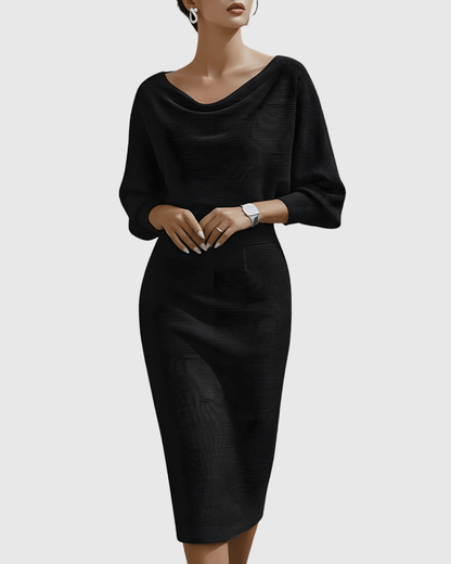 ISMERIA | Vestido midi con mangas murciélago