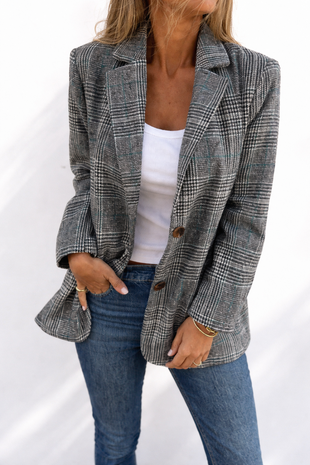 MELORAE | Blazer Casual Cuadros Clásicos
