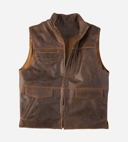 ARVION | Chaleco de Piel de Cordero Estilo Moto para Hombre
