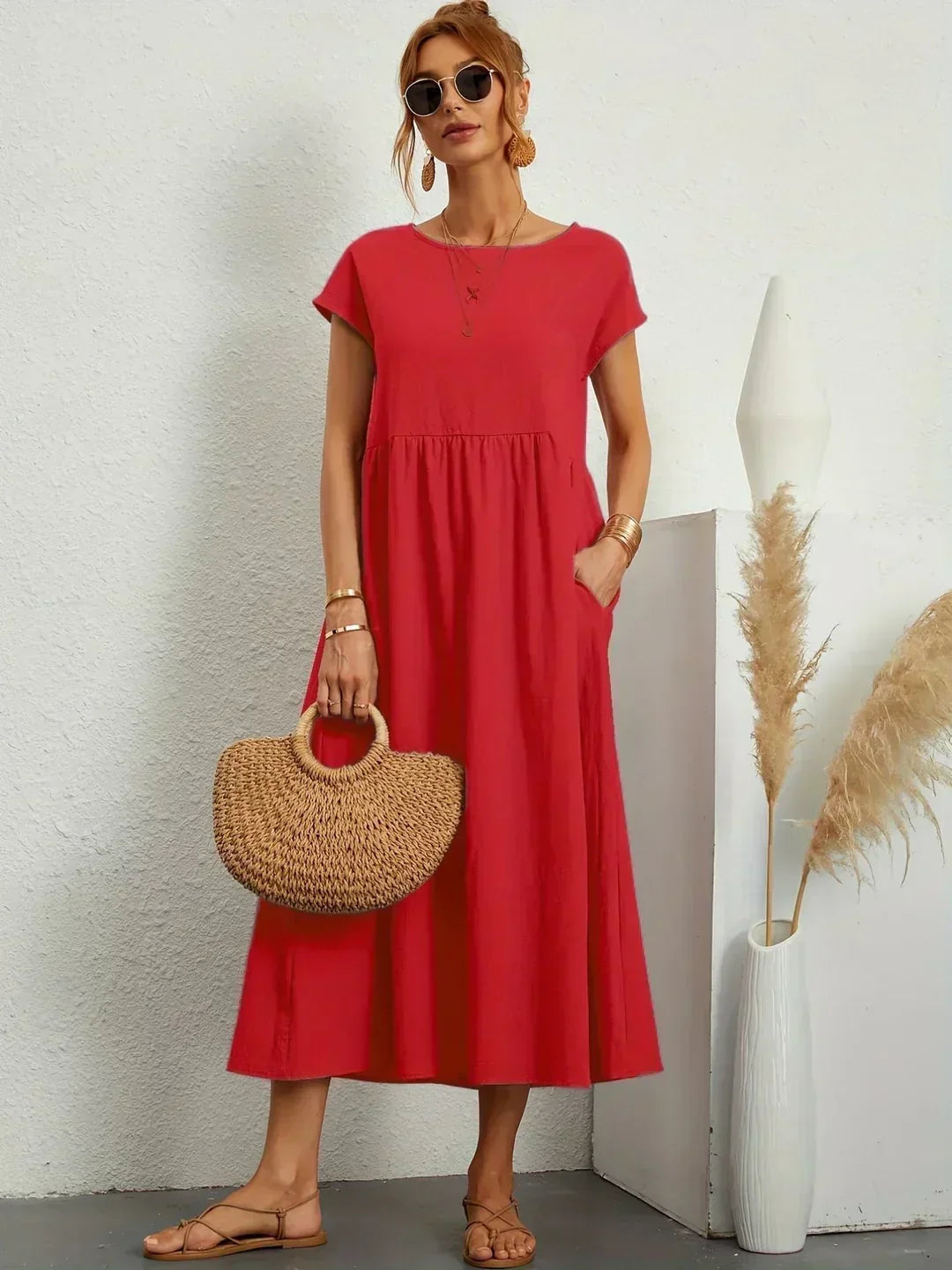 CALIRA | Midi de algodón vestido