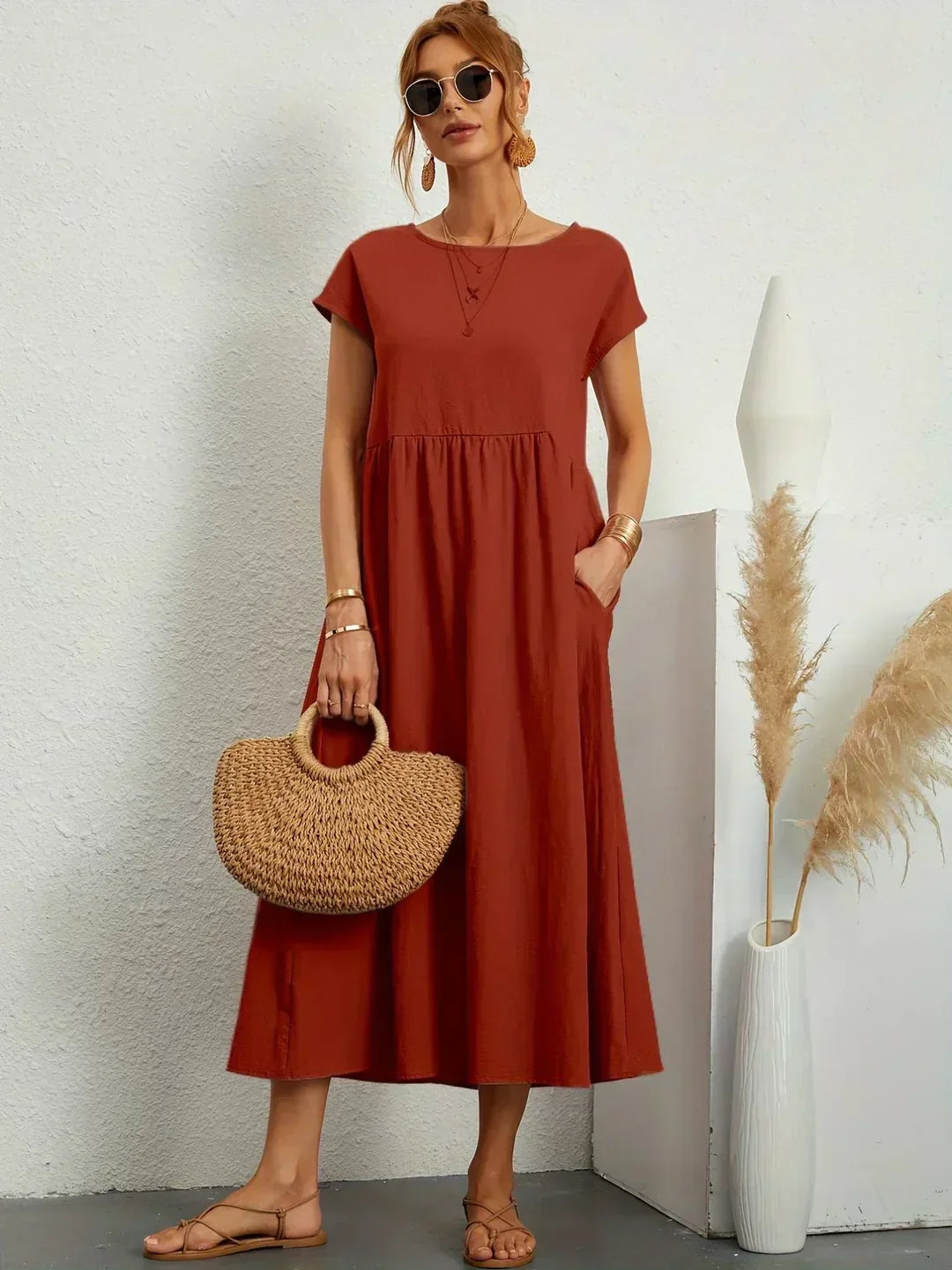 CALIRA | Midi de algodón vestido