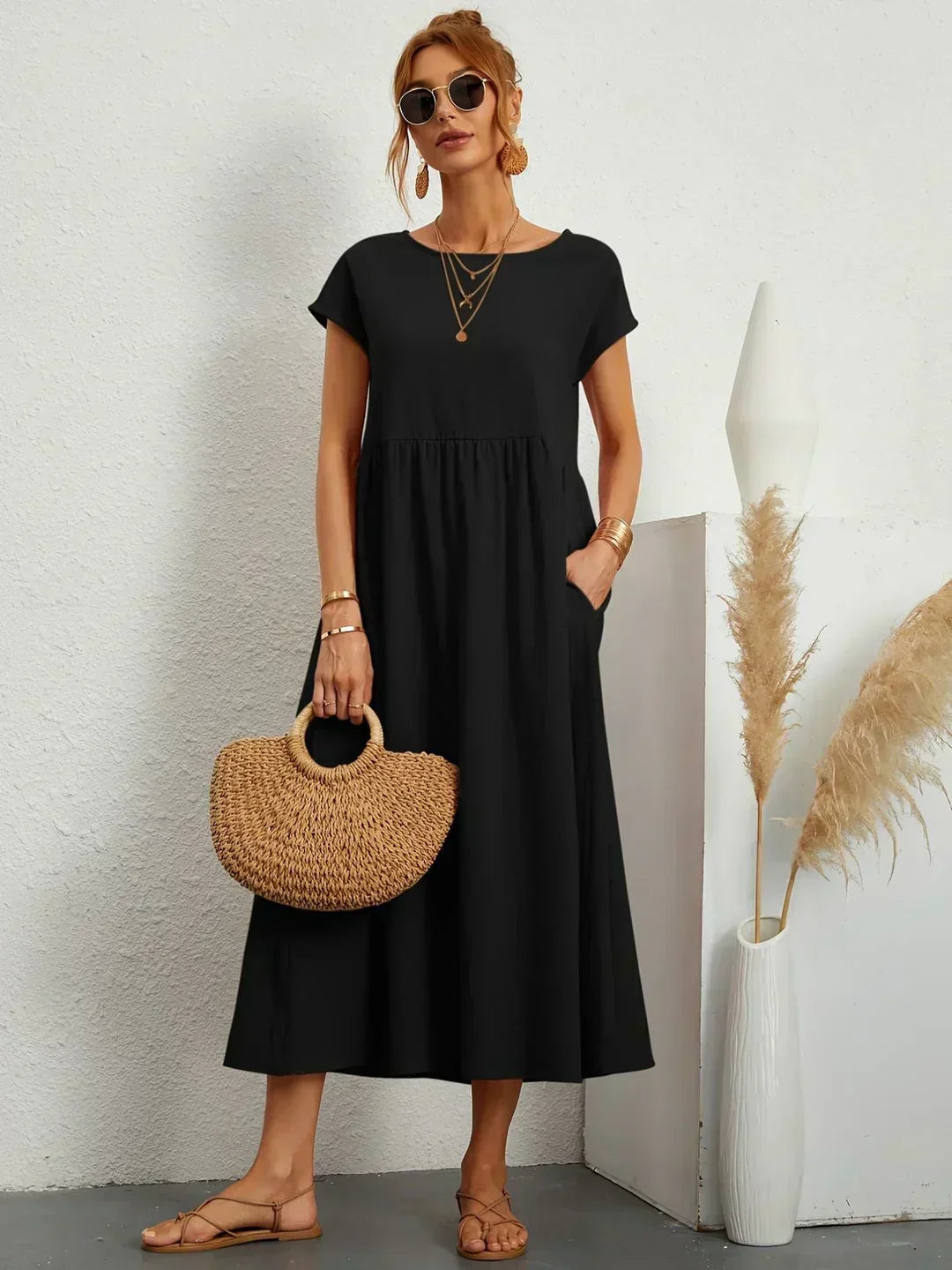 CALIRA | Midi de algodón vestido