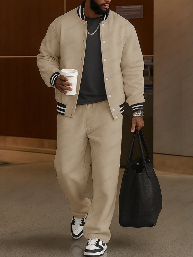 DEMERIO | Conjunto masculino elegante de chaqueta y pantalón a rayas