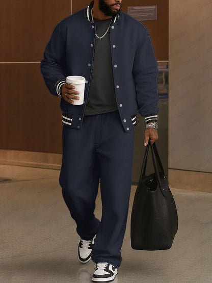 DEMERIO | Conjunto masculino elegante de chaqueta y pantalón a rayas