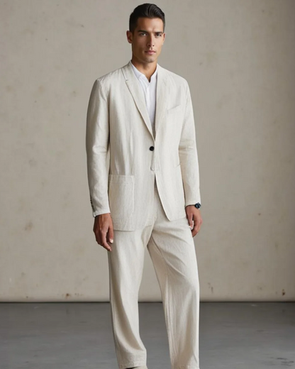 MONTIERO | Conjunto de lino cómodo y transpirable para hombre