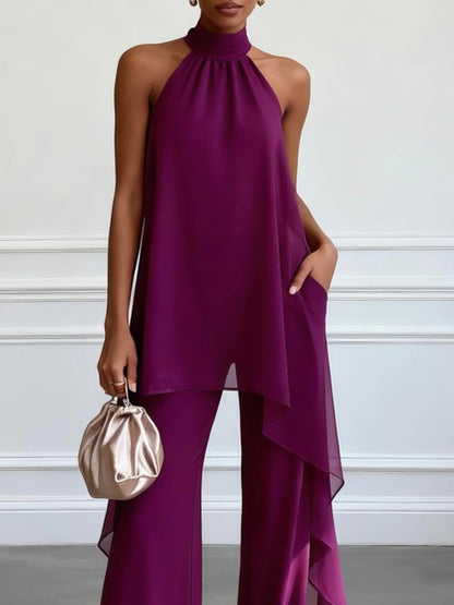 ORLISE | Con halter en tejido traje de pantalón