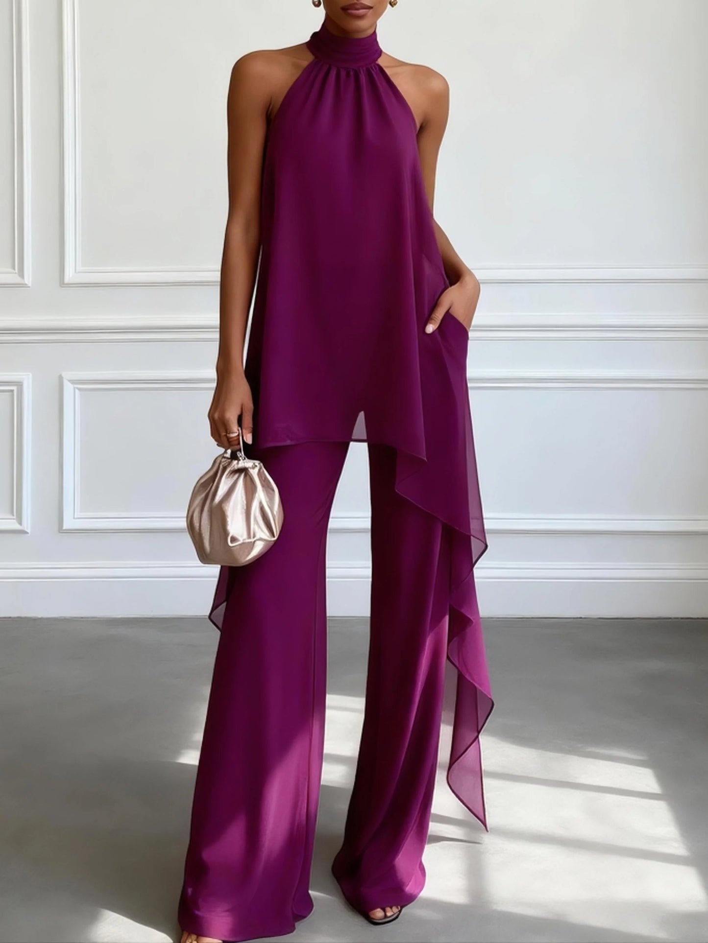 ORLISE | Con halter en tejido traje de pantalón