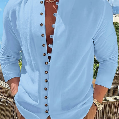 HAVIRON | Camisa Retro para Hombre de Manga Larga y Corte Suelto