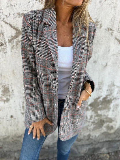 MELORAE | Blazer Casual Cuadros Clásicos
