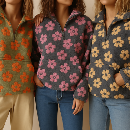 AVENLI | Sudadera con estampado floral y con forro polar