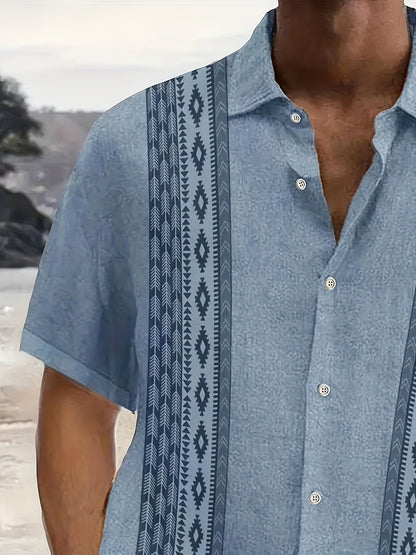 CARTER | Camisa Vintage para Hombre con Estampado Étnico y Estilo Tropical