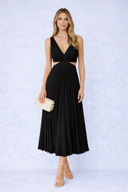 VIRELA | Maxi drapeado tejido plano vestido