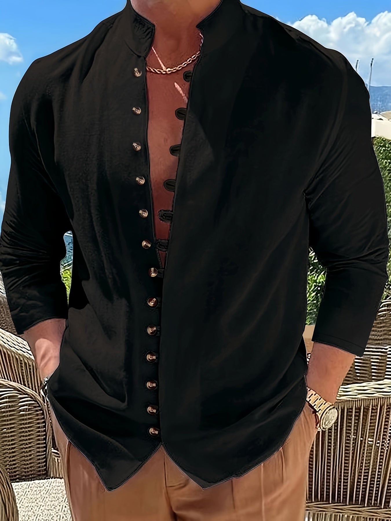 HAVIRON | Camisa Retro para Hombre de Manga Larga y Corte Suelto