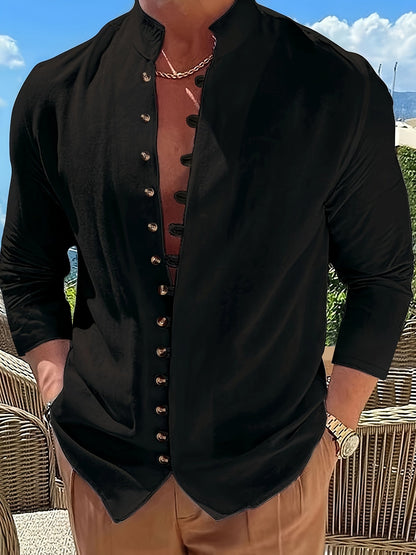 HAVIRON | Camisa Retro para Hombre de Manga Larga y Corte Suelto