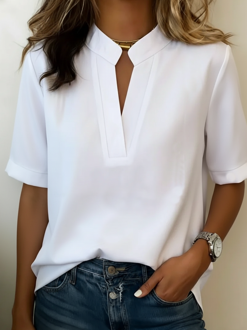 TALVEN | Cuello alto de punto camisa de manga corta