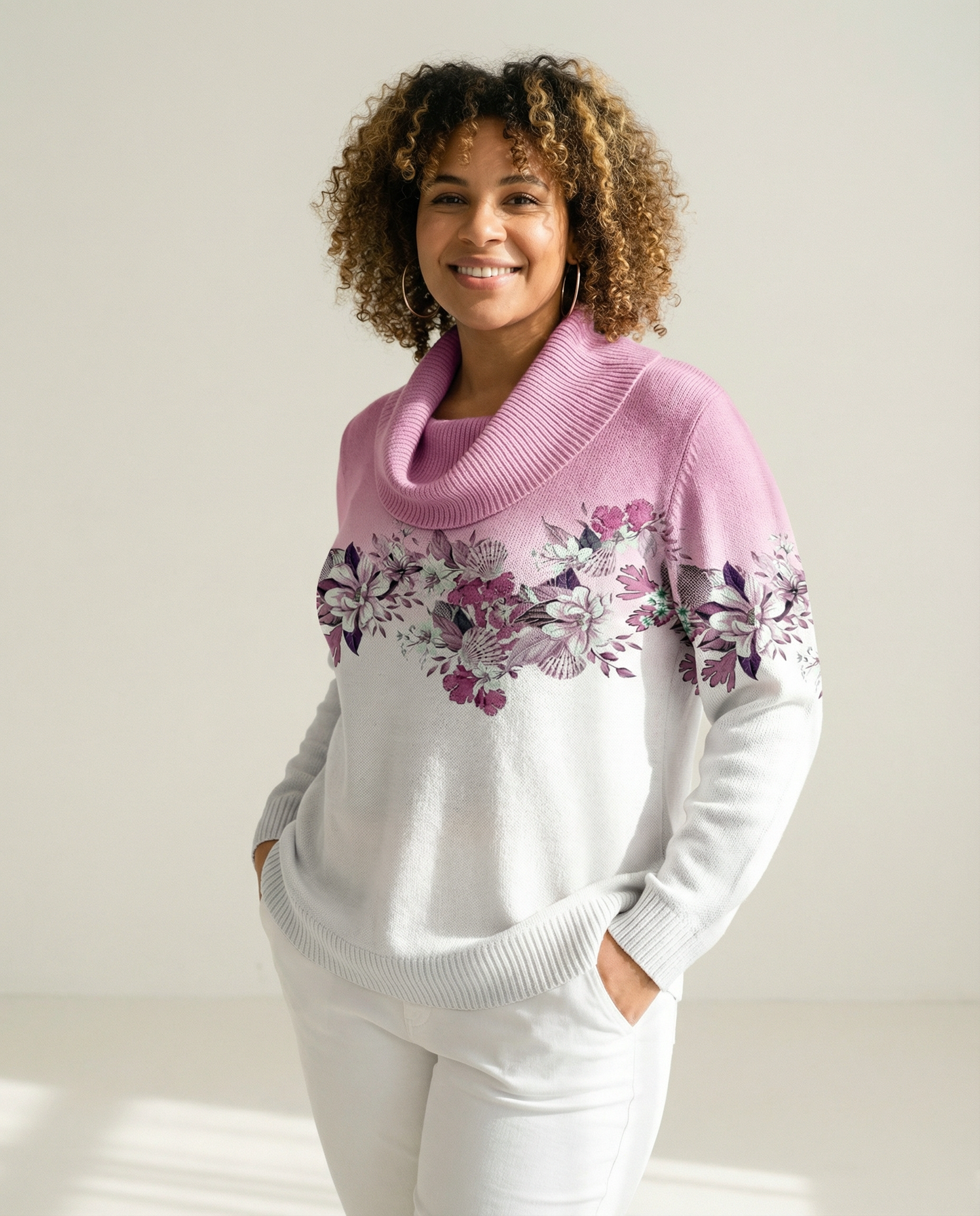 MIA |  Suéter con cuello drapeado en mezcla de merino y cachemira